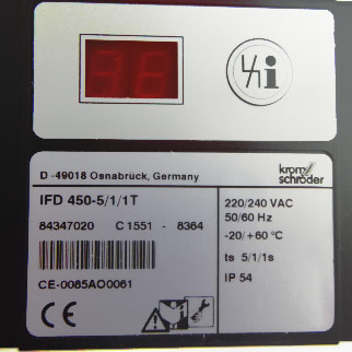 Hình ảnh nameplate Bộ điều khiển đầu đốt Kromschroder IFD 450